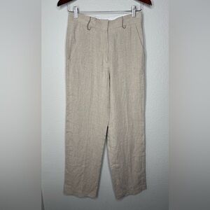 COS Wide Leg Linen Trousers 100% Linen Size 4 Natural Beige Minimalist High Rise